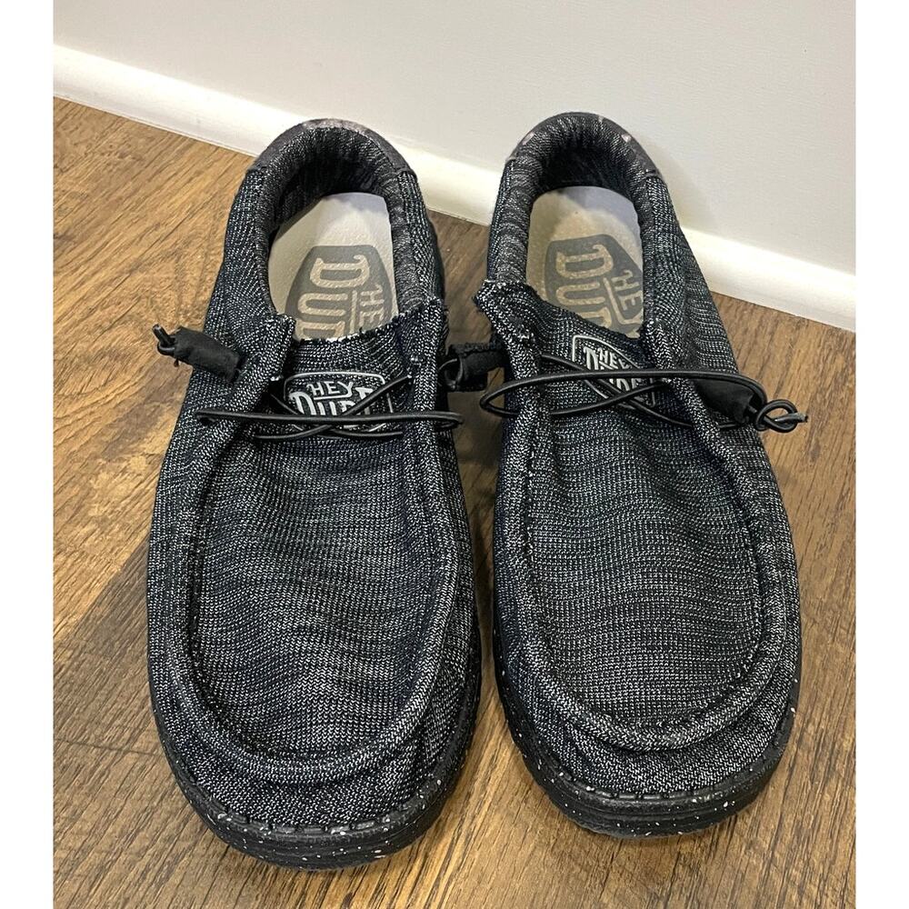 Hey Dude Men's Wally Stretch Midnight Bunker Size 9 Gray Black Camo